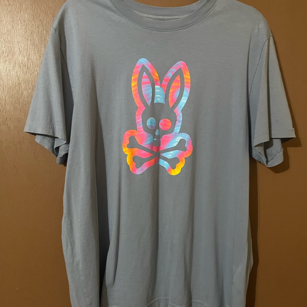 Psycho Bunny Gray T-Shirt with Multicolor Logo